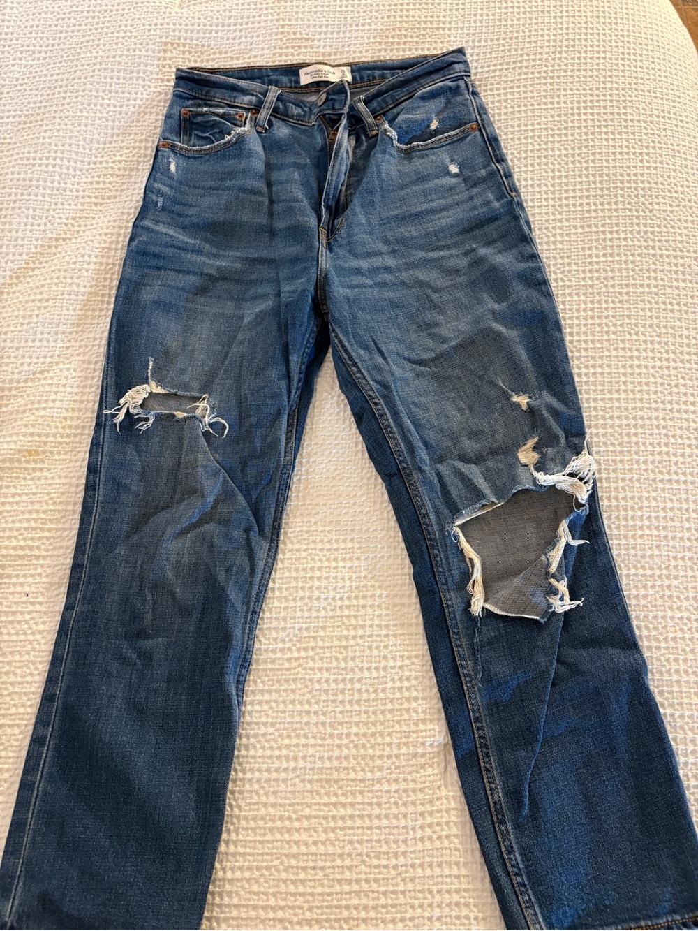 Abercrombie & Fitch Ankle Straight Ultra High Rise Jeans - Blue